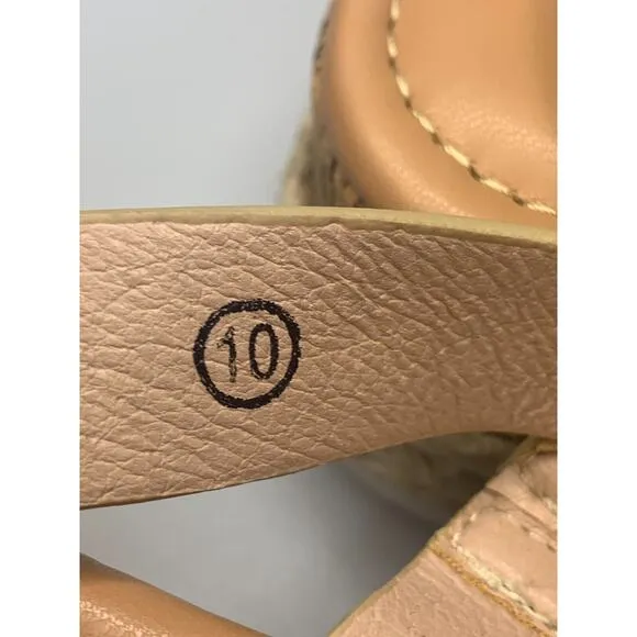 LAICIGO Women’s Open Toe Platform Espadrilles Strap Buckle Cork Sandals, Size 10