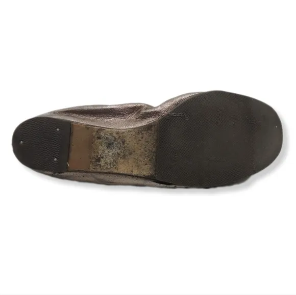 Lanvin Bronze Satin Jeweled Embellished Ballerina Ballet Flats