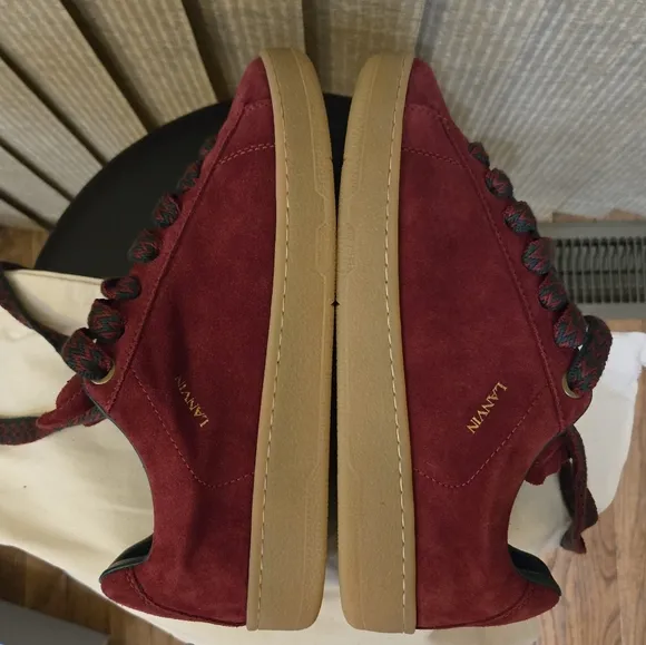 Lanvin Red High-Top Sneakers with Suede Finish