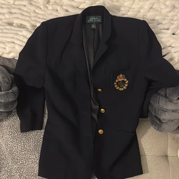Lauren Ralph Lauren Black Blazer with Gold Buttons and Crest vintage