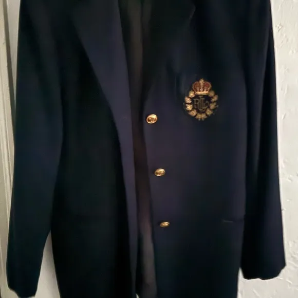 Lauren Ralph Lauren Black Blazer with Gold Buttons and Crest vintage