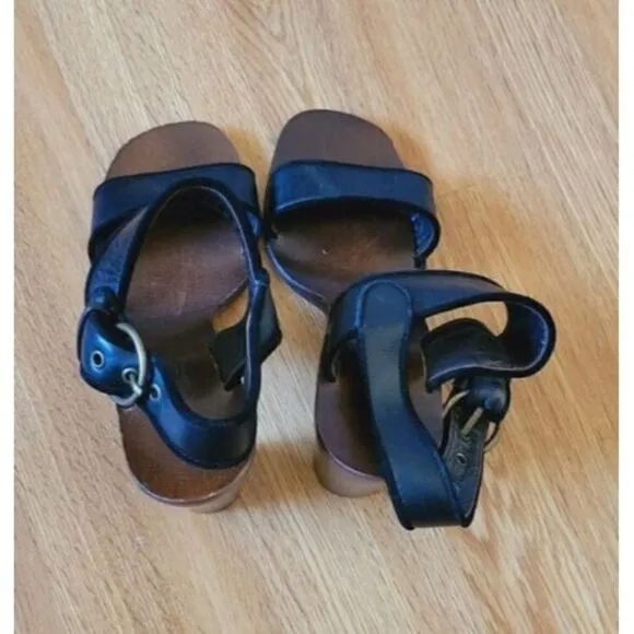 L'autre Chose Black Leather Slingback Heel Sandal Women's Size 7.5