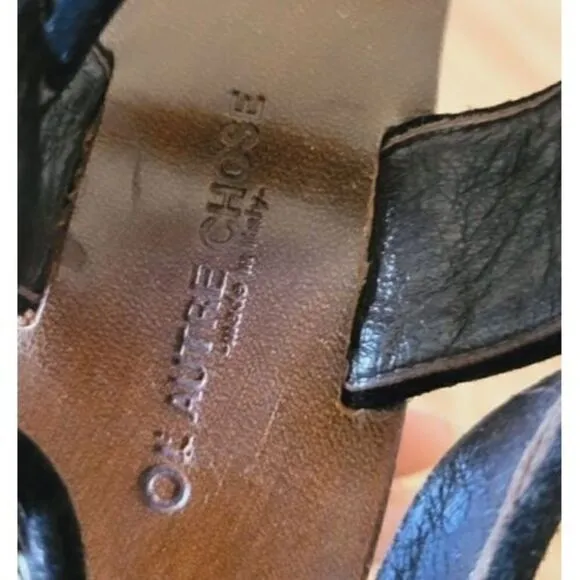 L'autre Chose Black Leather Slingback Heel Sandal Women's Size 7.5