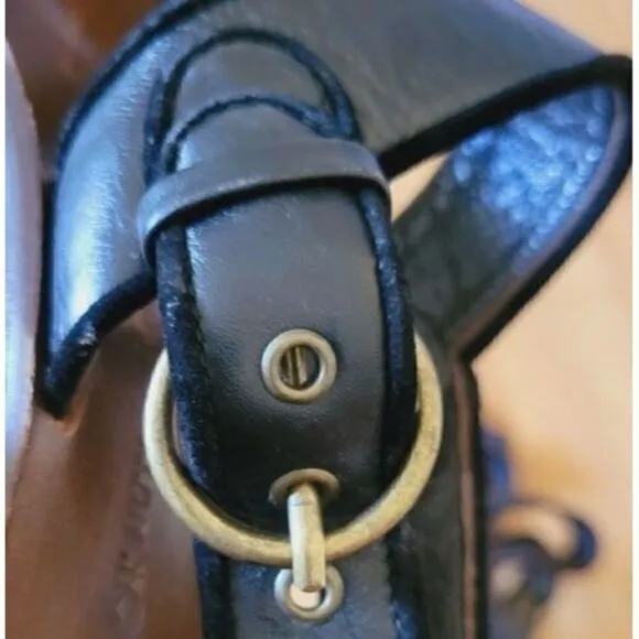 L'autre Chose Black Leather Slingback Heel Sandal Women's Size 7.5