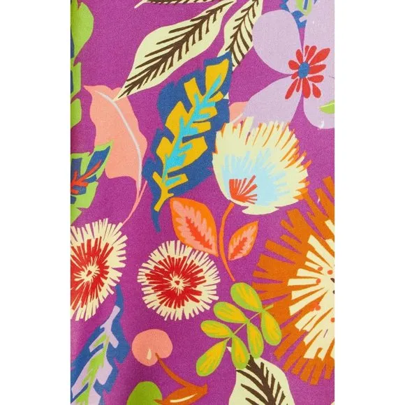 LE SUPERBE Floral Muse Asymmetric Tie Front Midi Dress 8 NEW