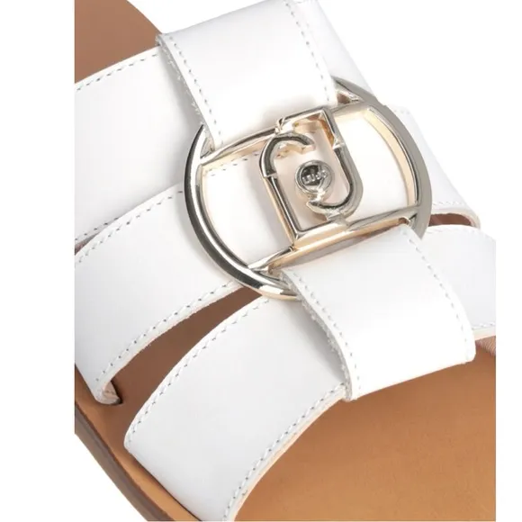 Liu Jo White Flat sandals with logo NOWB