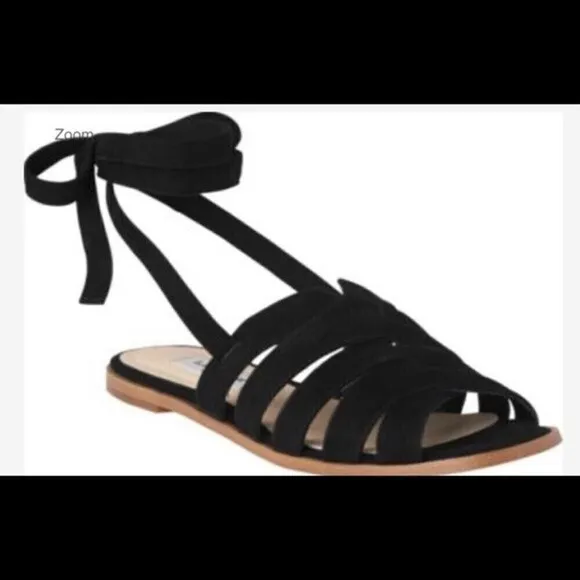 L.k. Bennett Selma Suede Bla-black Ankle wrap flat
