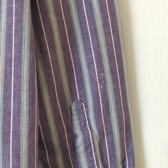 L.L. Bean 90's Vintage Classic Striped Long Sleeve Button Down Shirt Purple XXL
