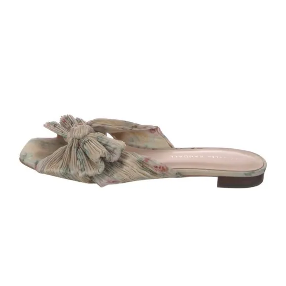 Loeffler Randall Daphne Floral Flat Metallic Sandals Size 7