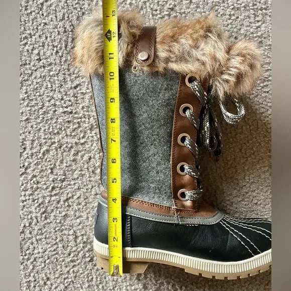 London Fog Snow Boots Faux Fur Trim size 8