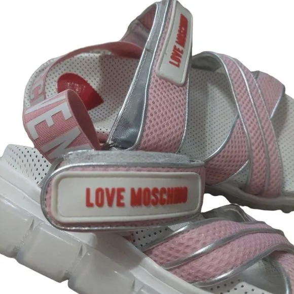 LOVE Moschino Brand Logo Strappy Platform Sandals