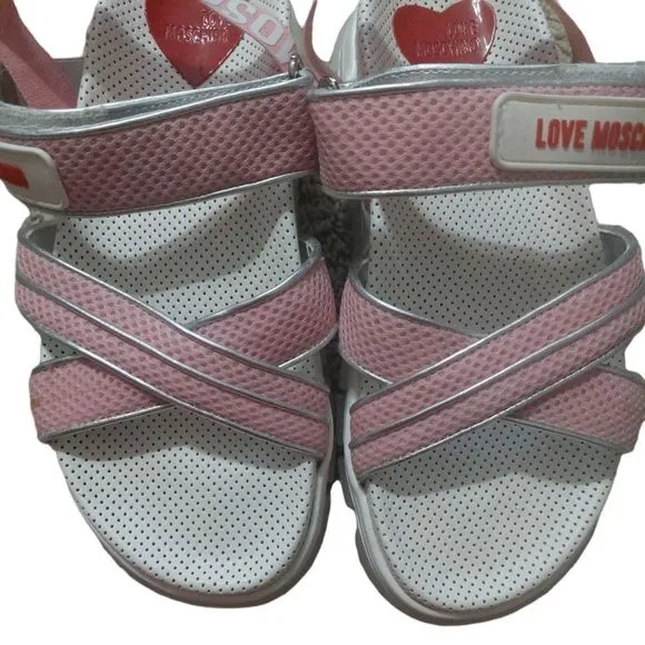 LOVE Moschino Brand Logo Strappy Platform Sandals