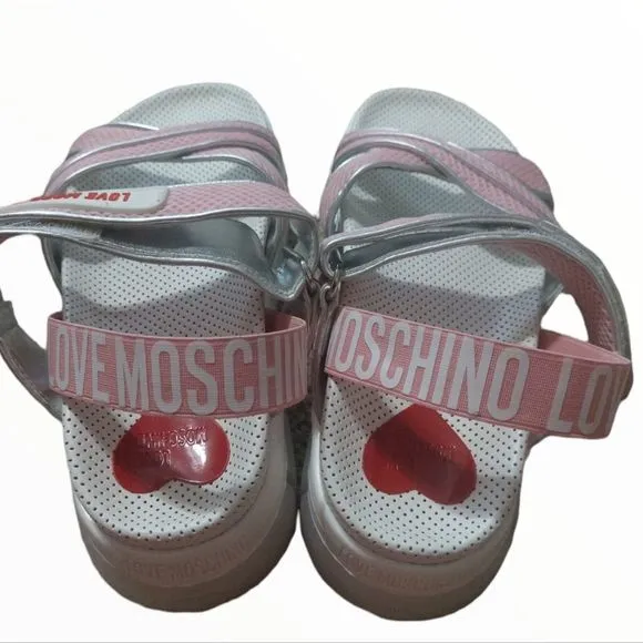 LOVE Moschino Brand Logo Strappy Platform Sandals