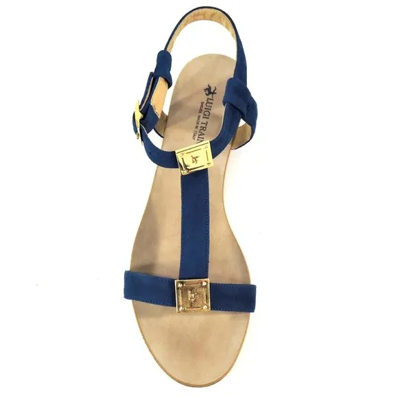 LUIGI TRAINI SUEDE SUMMER FLAT SANDALS