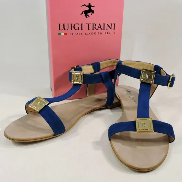 LUIGI TRAINI SUEDE SUMMER FLAT SANDALS