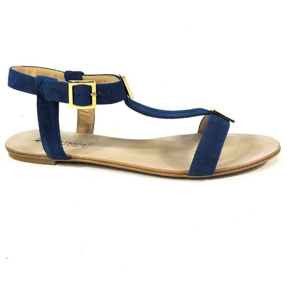 LUIGI TRAINI SUEDE SUMMER FLAT SANDALS