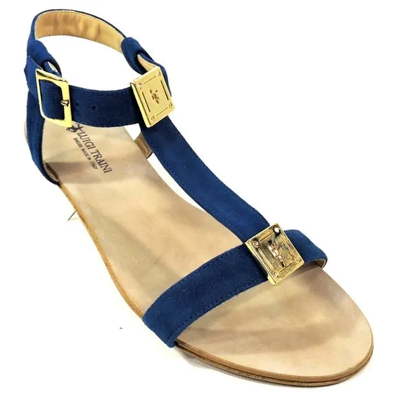 LUIGI TRAINI SUEDE SUMMER FLAT SANDALS