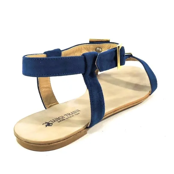 LUIGI TRAINI SUEDE SUMMER FLAT SANDALS