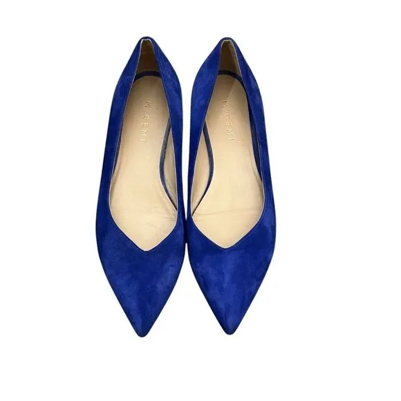 M. Gemi Suede Pointed Toe Flats Cobalt Blue Slip On Ballet 39 1/2 / US 8.5W 9N