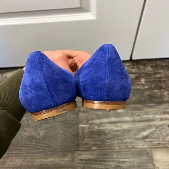 M. Gemi Suede Pointed Toe Flats Cobalt Blue Slip On Ballet 39 1/2 / US 8.5W 9N