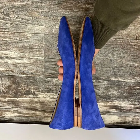 M. Gemi Suede Pointed Toe Flats Cobalt Blue Slip On Ballet 39 1/2 / US 8.5W 9N