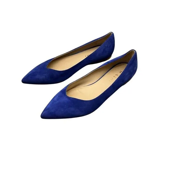 M. Gemi Suede Pointed Toe Flats Cobalt Blue Slip On Ballet 39 1/2 / US 8.5W 9N