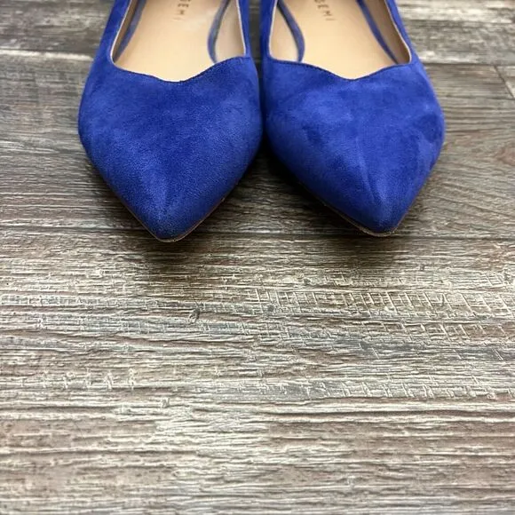 M. Gemi Suede Pointed Toe Flats Cobalt Blue Slip On Ballet 39 1/2 / US 8.5W 9N