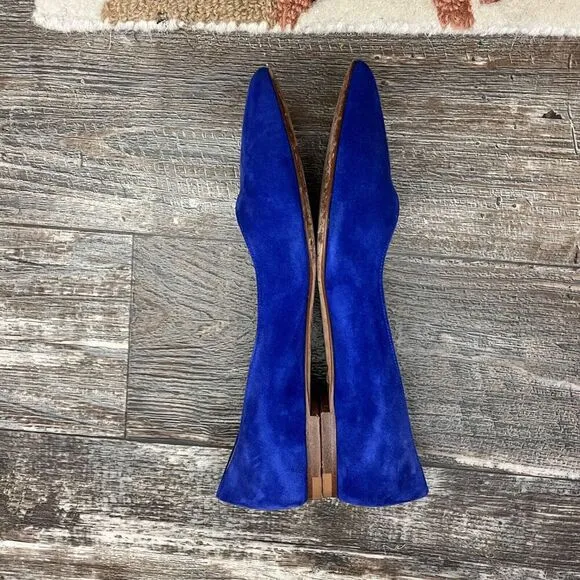 M. Gemi Suede Pointed Toe Flats Cobalt Blue Slip On Ballet 39 1/2 / US 8.5W 9N
