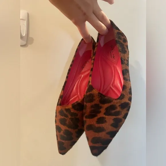 Made in Italy Calf Hair Leopard Print Pointed Toe Comfort Flats Size 8