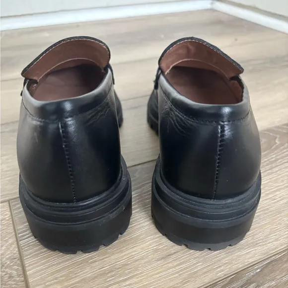 Madewell Bradley Lug Sole Black Leather Loafers Women’s Size 6.5
