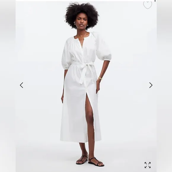 MADEWELL depeche Tie-waist button front midi dress