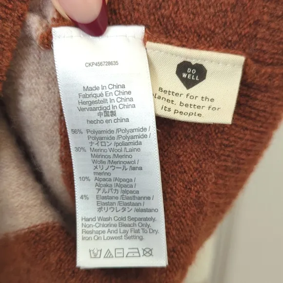 Madewell Merino &amp; Alpaca Wool Blend Striped Knit Crewneck Sweater Earth Tones M