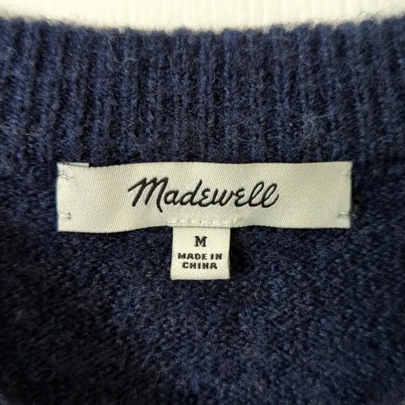 Madewell Merino &amp; Alpaca Wool Blend Striped Knit Crewneck Sweater Earth Tones M
