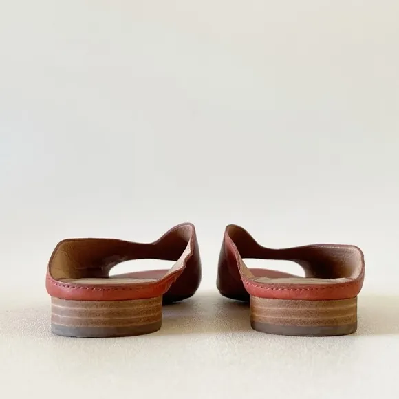 Madewell The Tavi Slide Sandal Flat Peep Toe Slip On Leather Casual Cinnabar 8.5
