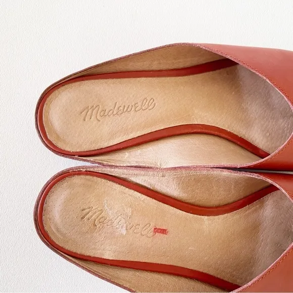 Madewell The Tavi Slide Sandal Flat Peep Toe Slip On Leather Casual Cinnabar 8.5