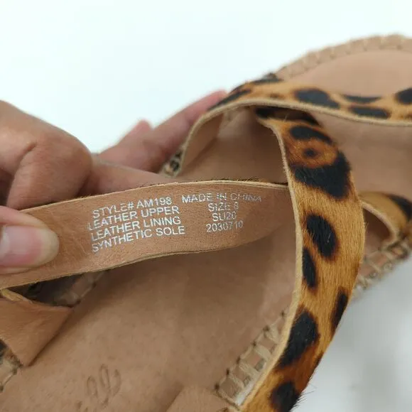 Madewell Women 8 The Malia Espadrille Sandals Brown Leopard Print Calf Hair NEW