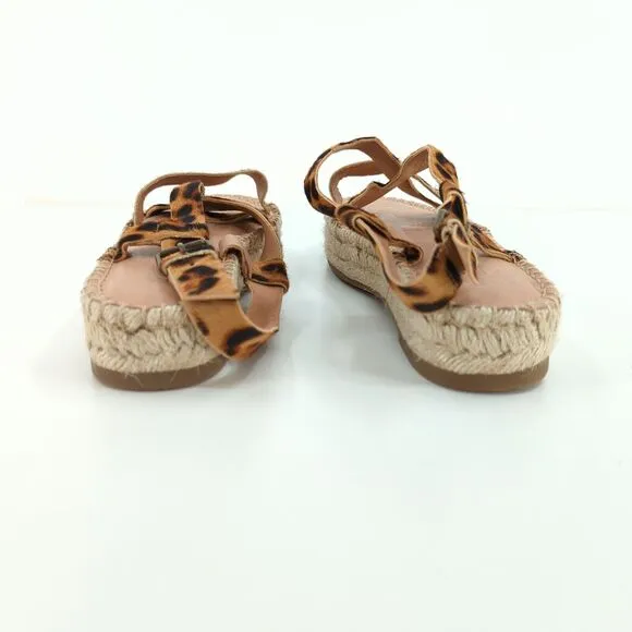 Madewell Women 8 The Malia Espadrille Sandals Brown Leopard Print Calf Hair NEW