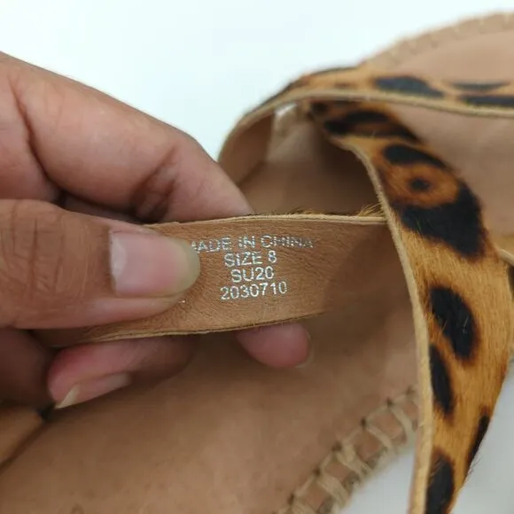 Madewell Women 8 The Malia Espadrille Sandals Brown Leopard Print Calf Hair NEW