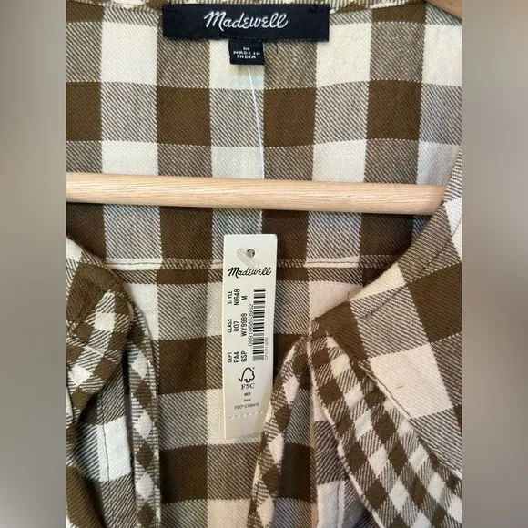 Madewell Women’s Gingham Collared Puff-Sleeve Mini Dress, Size Medium