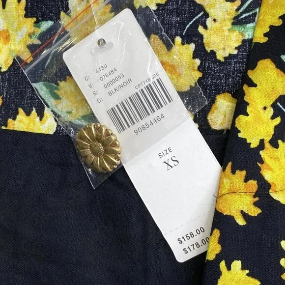 Maeve Women's Collared Poplin Swing Mini Dress Black/Yellow Size XS – NWT