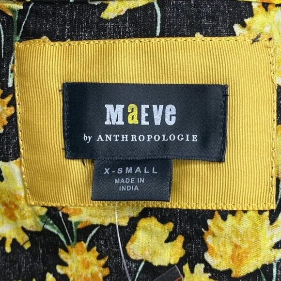 Maeve Women's Collared Poplin Swing Mini Dress Black/Yellow Size XS – NWT