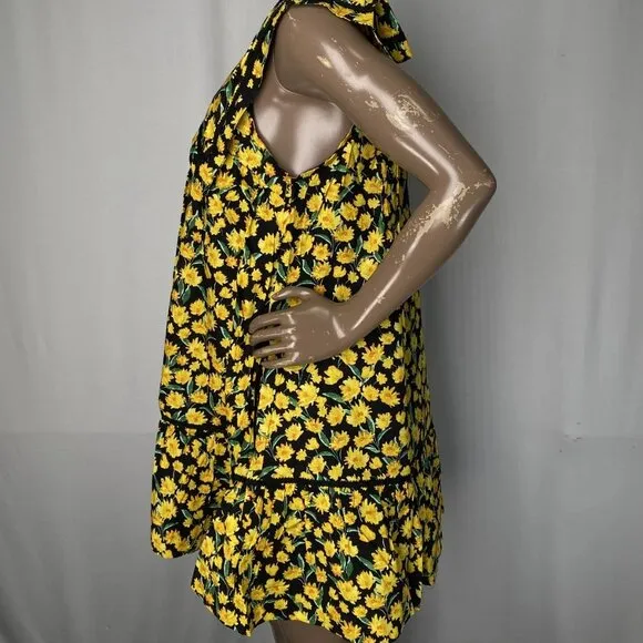 Maeve Women's Collared Poplin Swing Mini Dress Black/Yellow Size XS – NWT