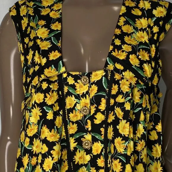 Maeve Women's Collared Poplin Swing Mini Dress Black/Yellow Size XS – NWT
