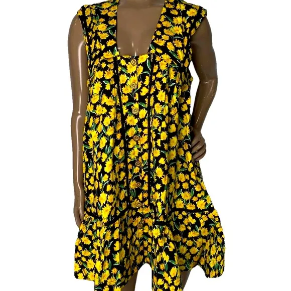 Maeve Women's Collared Poplin Swing Mini Dress Black/Yellow Size XS – NWT