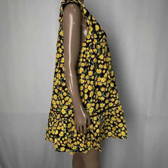Maeve Women's Collared Poplin Swing Mini Dress Black/Yellow Size XS – NWT