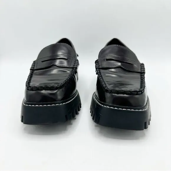 Mango Track Sole Leather Slip-On Loafer with Track Sole Deep Burgundy Sz 7.5