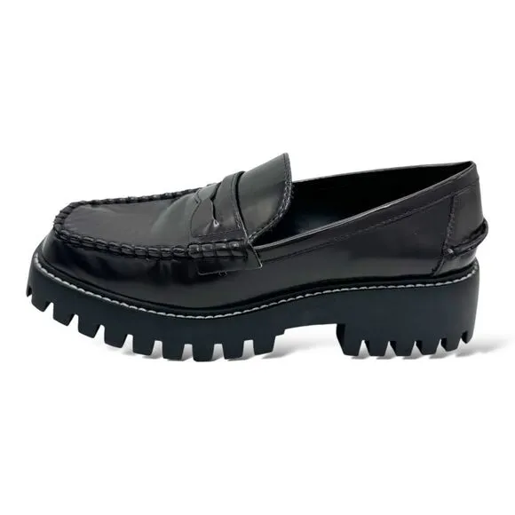 Mango Track Sole Leather Slip-On Loafer with Track Sole Deep Burgundy Sz 7.5