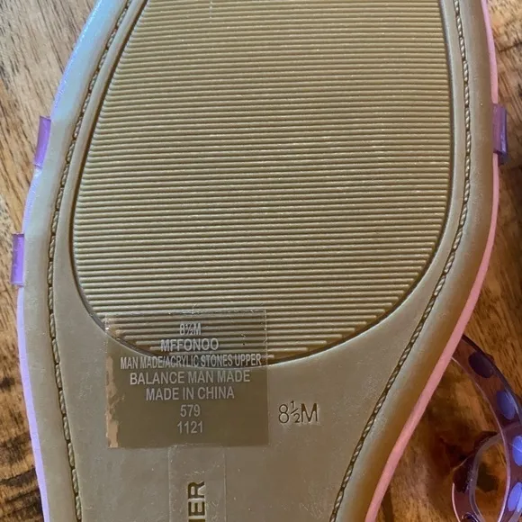 Marc Fisher FONOO flat square toe sandals plastic jelly straps stones purple NEW