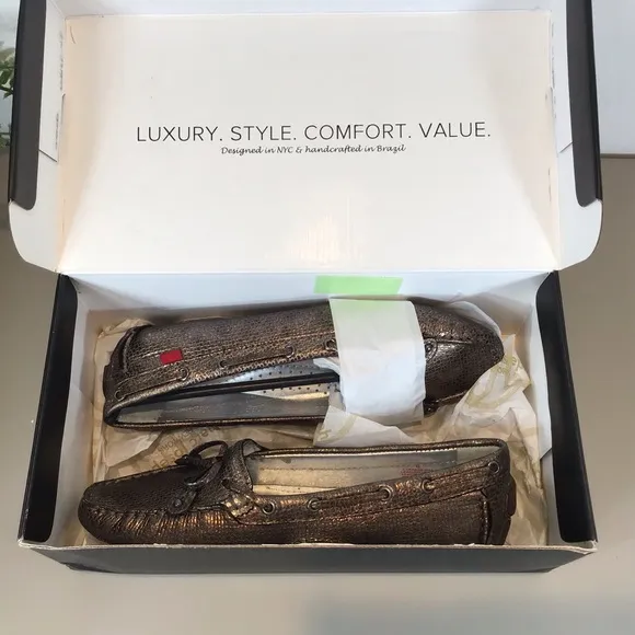 MARC JOSEPH NEW YORK LEATHER DRIVING LOAFER CYPRESS HILL BRONZE STONE NIB SZ 6