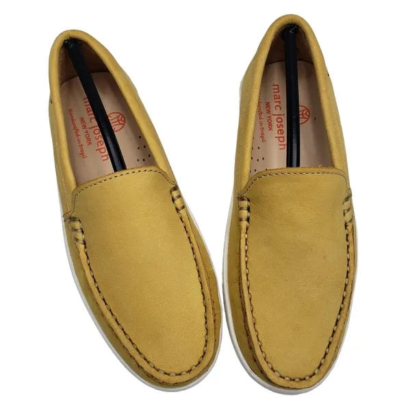 Marc Joseph | NIB Broadway Powder Yellow Preppy Classic Leather Loafers Boy 12.5